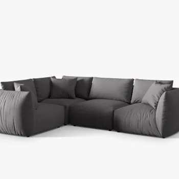 Coltar dreapta 4 locuri, Chris-259, Micadoni Home, 295x210x80 cm, tesatura structurata chenille, gri beton imagine