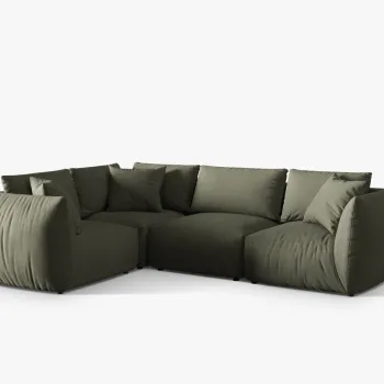 Coltar dreapta 4 locuri, Chris-259, Micadoni Home, 295x210x80 cm, tesatura structurata chenille, verde deschis imagine