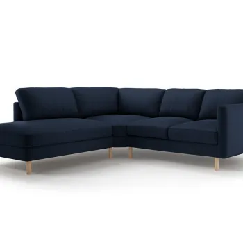 Coltar dreapta 4 locuri, Eden, Micadoni, 267x234x90 cm, catifea, albastru inchis imagine