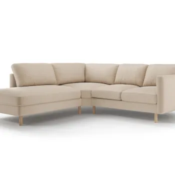 Coltar dreapta 4 locuri, Eden, Micadoni, 267x234x90 cm, catifea, bej nude imagine