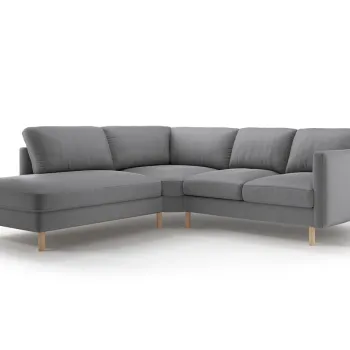 Coltar dreapta 4 locuri, Eden, Micadoni, 267x234x90 cm, catifea, gri imagine