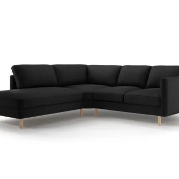 Coltar dreapta 4 locuri, Eden, Micadoni, 267x234x90 cm, catifea, negru imagine