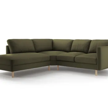 Coltar dreapta 4 locuri, Eden, Micadoni, 267x234x90 cm, catifea, verde muschi melanj imagine