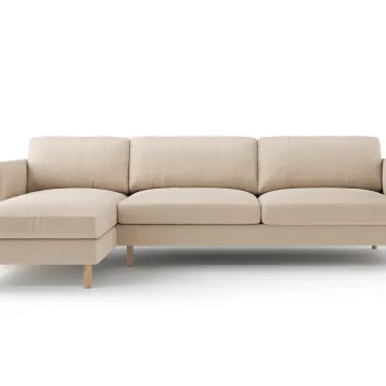 Coltar dreapta 4 locuri, Eden, Micadoni, 286x150x90 cm, catifea, bej nude imagine