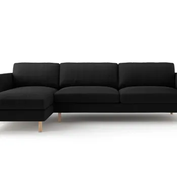 Coltar dreapta 4 locuri, Eden, Micadoni, 286x150x90 cm, catifea, negru imagine