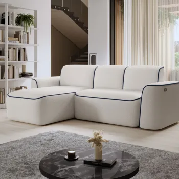 Coltar dreapta 4 locuri ELTAP, Ume, 287x190x88 cm, lemn/poliester, alb/albastru inchis imagine