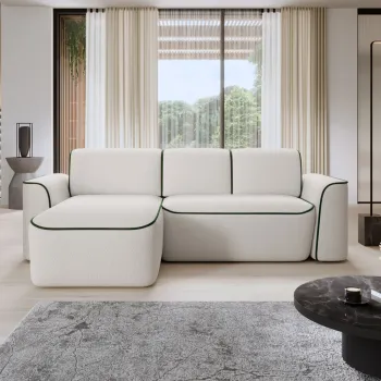 Coltar dreapta 4 locuri ELTAP, Ume, 287x190x88 cm, lemn/poliester, alb/verde imagine