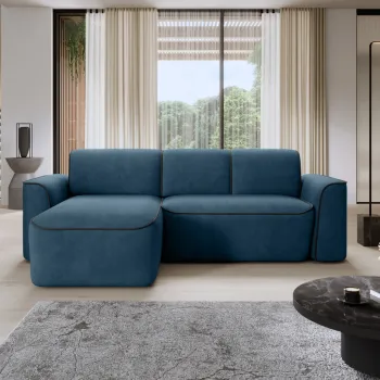 Coltar dreapta 4 locuri ELTAP, Ume, 287x190x88 cm, lemn/poliester, albastru/gri inchis imagine