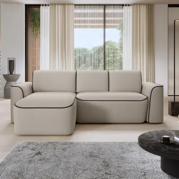 Coltar dreapta 4 locuri ELTAP, Ume, 287x190x88 cm, lemn/poliester, bej/maro inchis imagine