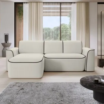 Coltar dreapta 4 locuri ELTAP, Ume, 287x190x88 cm, lemn/poliester, bej/negru imagine