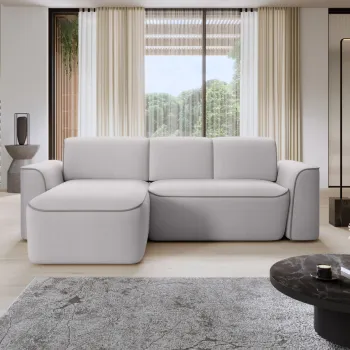 Coltar dreapta 4 locuri ELTAP, Ume, 287x190x88 cm, lemn/poliester, gri deschis/gri imagine