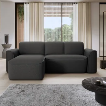 Coltar dreapta 4 locuri ELTAP, Ume, 287x190x88 cm, lemn/poliester, gri inchis/gri inchis imagine