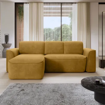 Coltar dreapta 4 locuri ELTAP, Ume, 287x190x88 cm, lemn/poliester, mustar imagine