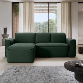 Coltar dreapta 4 locuri ELTAP, Ume, 287x190x88 cm, lemn/poliester, verde inchis/negru imagine