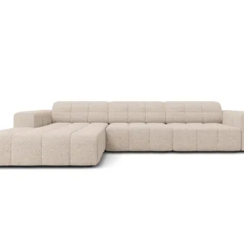 Coltar dreapta 4 locuri, Jennifer-140, Micadoni Home, 284x166x70 cm, tesatura chenille din poliester, bej imagine