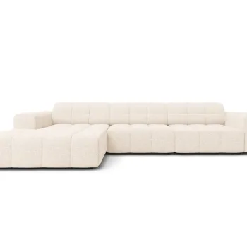 Coltar dreapta 4 locuri, Jennifer-140, Micadoni Home, 284x166x70 cm, tesatura chenille din poliester, bej deschis imagine