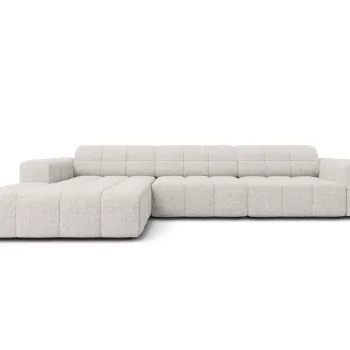 Coltar dreapta 4 locuri, Jennifer-140, Micadoni Home, 284x166x70 cm, tesatura chenille din poliester, gri deschis imagine