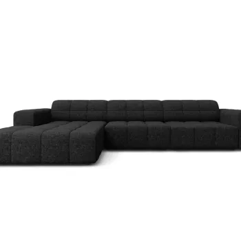 Coltar dreapta 4 locuri, Jennifer-140, Micadoni Home, 284x166x70 cm, tesatura chenille din poliester, negru imagine