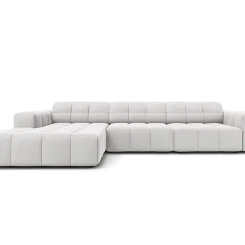 Coltar dreapta 4 locuri, Jennifer-51, Micadoni Home, 284x166x70 cm, catifea, argintiu imagine