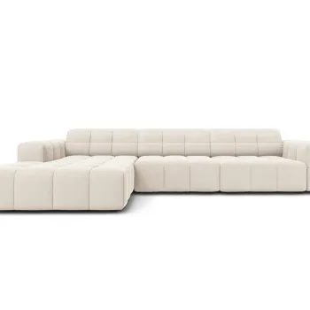 Coltar dreapta 4 locuri, Jennifer-51, Micadoni Home, 284x166x70 cm, catifea, bej deschis imagine