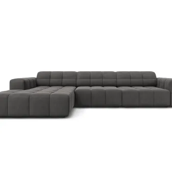 Coltar dreapta 4 locuri, Jennifer-51, Micadoni Home, 284x166x70 cm, catifea, gri imagine