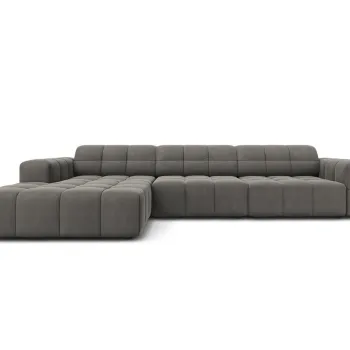 Coltar dreapta 4 locuri, Jennifer-51, Micadoni Home, 284x166x70 cm, catifea, gri deschis imagine