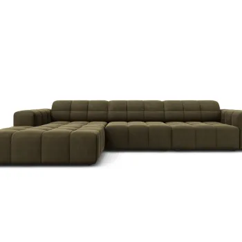 Coltar dreapta 4 locuri, Jennifer-51, Micadoni Home, 284x166x70 cm, catifea, verde imagine