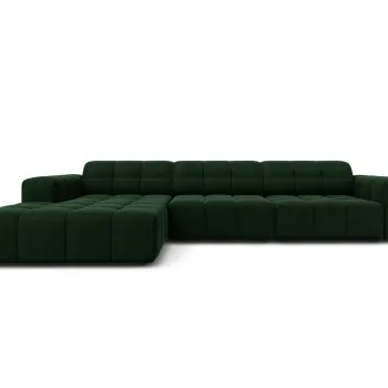 Coltar dreapta 4 locuri, Jennifer-51, Micadoni Home, 284x166x70 cm, catifea, verde bottle imagine
