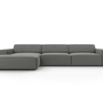 Coltar dreapta 4 locuri, Jodie, Micadoni Home, BL, 284x166x70 cm, catifea, gri deschis imagine