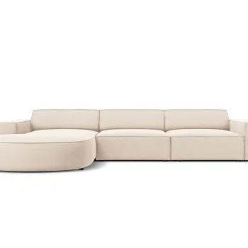 Coltar dreapta 4 locuri, Jodie, Micadoni Home, BL, forma rotunjita, 284x166x70 cm, catifea, bej deschis imagine