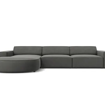 Coltar dreapta 4 locuri, Jodie, Micadoni Home, BL, forma rotunjita, 284x166x70 cm, catifea, gri deschis imagine