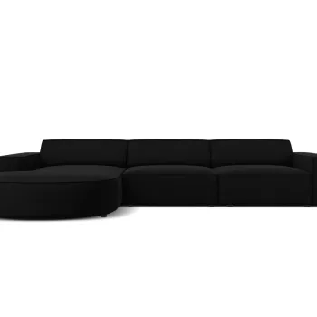 Coltar dreapta 4 locuri, Jodie, Micadoni Home, BL, forma rotunjita, 284x166x70 cm, catifea, negru imagine