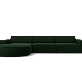 Coltar dreapta 4 locuri, Jodie, Micadoni Home, BL, forma rotunjita, 284x166x70 cm, catifea, verde bottle imagine