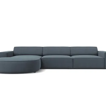 Coltar dreapta 4 locuri, Jodie, Micadoni Home, BL, forma rotunjita, 284x166x70 cm, poliester, albastru imagine