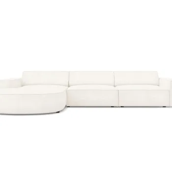 Coltar dreapta 4 locuri, Jodie, Micadoni Home, BL, forma rotunjita, 284x166x70 cm, poliester Boucle, bej imagine