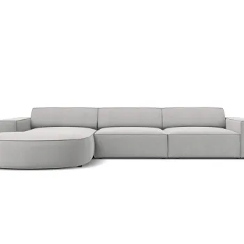 Coltar dreapta 4 locuri, Jodie, Micadoni Home, BL, forma rotunjita, 284x166x70 cm, poliester, gri deschis imagine