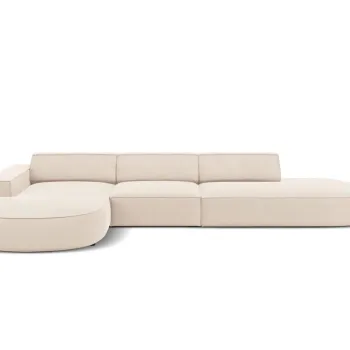 Coltar dreapta 4 locuri, Jodie, Micadoni Home, BL, forma rotunjita, 342x166x70 cm, catifea, bej deschis imagine