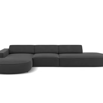 Coltar dreapta 4 locuri, Jodie, Micadoni Home, BL, forma rotunjita, 342x166x70 cm, catifea, gri imagine