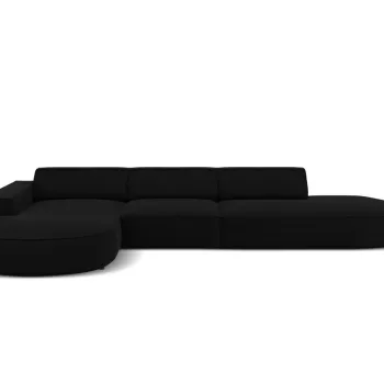 Coltar dreapta 4 locuri, Jodie, Micadoni Home, BL, forma rotunjita, 342x166x70 cm, catifea, negru imagine