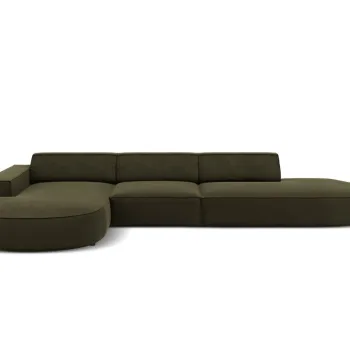 Coltar dreapta 4 locuri, Jodie, Micadoni Home, BL, forma rotunjita, 342x166x70 cm, catifea, verde imagine