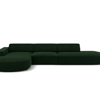 Coltar dreapta 4 locuri, Jodie, Micadoni Home, BL, forma rotunjita, 342x166x70 cm, catifea, verde bottle imagine