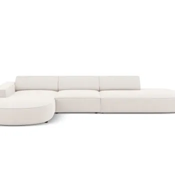 Coltar dreapta 4 locuri, Jodie, Micadoni Home, BL, forma rotunjita, 342x166x70 cm, poliester, bej deschis imagine