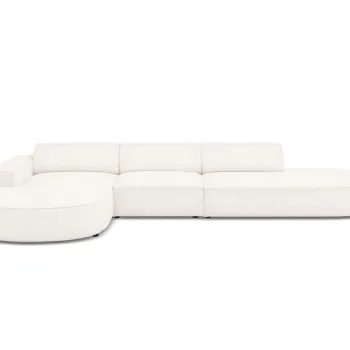 Coltar dreapta 4 locuri, Jodie, Micadoni Home, BL, forma rotunjita, 342x166x70 cm, poliester Boucle, bej imagine