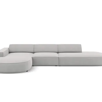 Coltar dreapta 4 locuri, Jodie, Micadoni Home, BL, forma rotunjita, 342x166x70 cm, poliester, gri deschis imagine