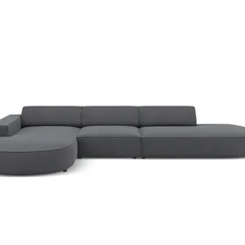 Coltar dreapta 4 locuri, Jodie, Micadoni Home, BL, forma rotunjita, 342x166x70 cm, poliester, gri inchis imagine