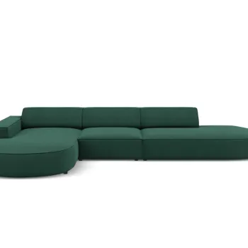 Coltar dreapta 4 locuri, Jodie, Micadoni Home, BL, forma rotunjita, 342x166x70 cm, poliester, verde imagine