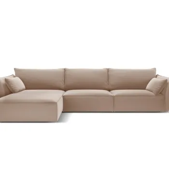 Coltar dreapta 4 locuri, Kaelle, Micadoni Home, BL, 308x171x85 cm, catifea, bej imagine