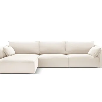 Coltar dreapta 4 locuri, Kaelle, Micadoni Home, BL, 308x171x85 cm, catifea, bej deschis imagine