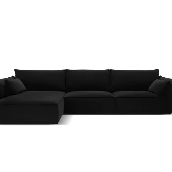 Coltar dreapta 4 locuri, Kaelle, Micadoni Home, BL, 308x171x85 cm, catifea, negru imagine