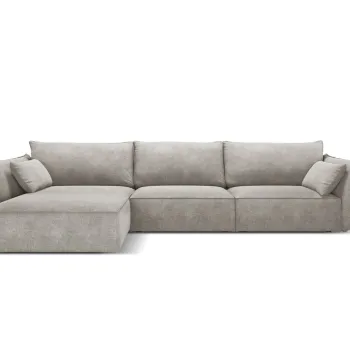 Coltar dreapta 4 locuri, Kaelle, Micadoni Home, BL, 308x171x85 cm, poliester chenille, gri deschis imagine